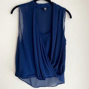 Banana Republic Navy Sleeveless Sheer Top